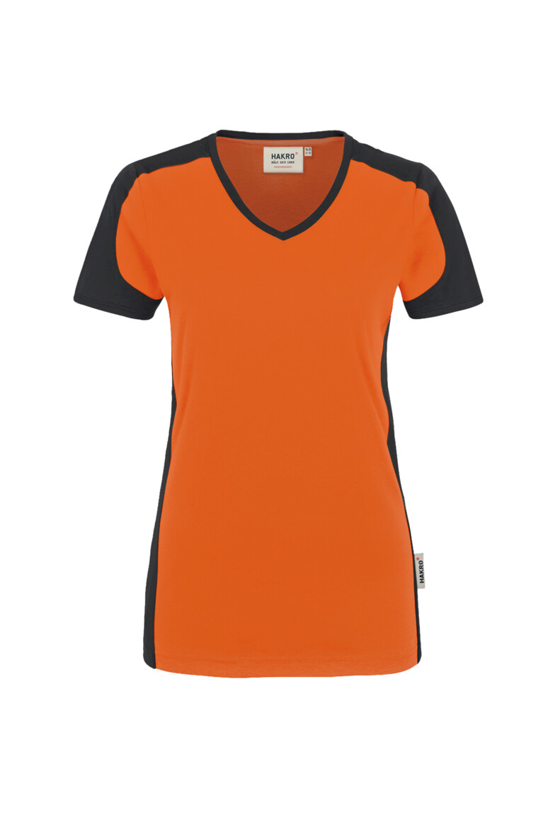 Damen V-Shirt Contrast MIKRALINAR®